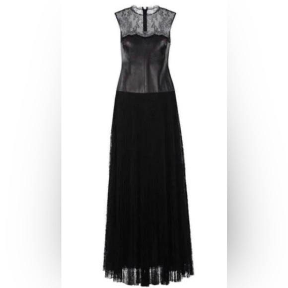 Valentino Black Lace and Leather Dress - threedaughtersproperties.com